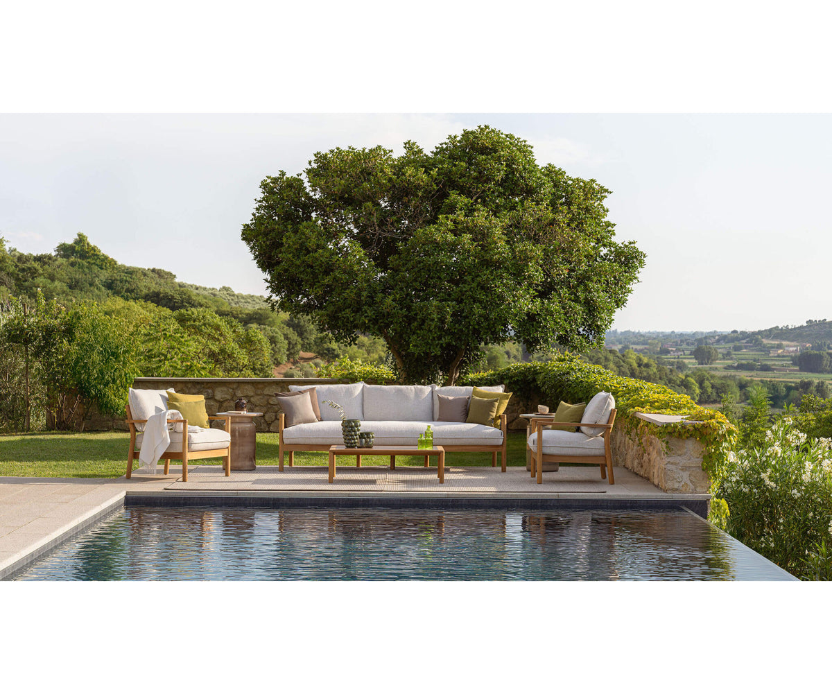 Modern Panama Outdoor Coffee Table with Lava Stone Top Casa Design Group