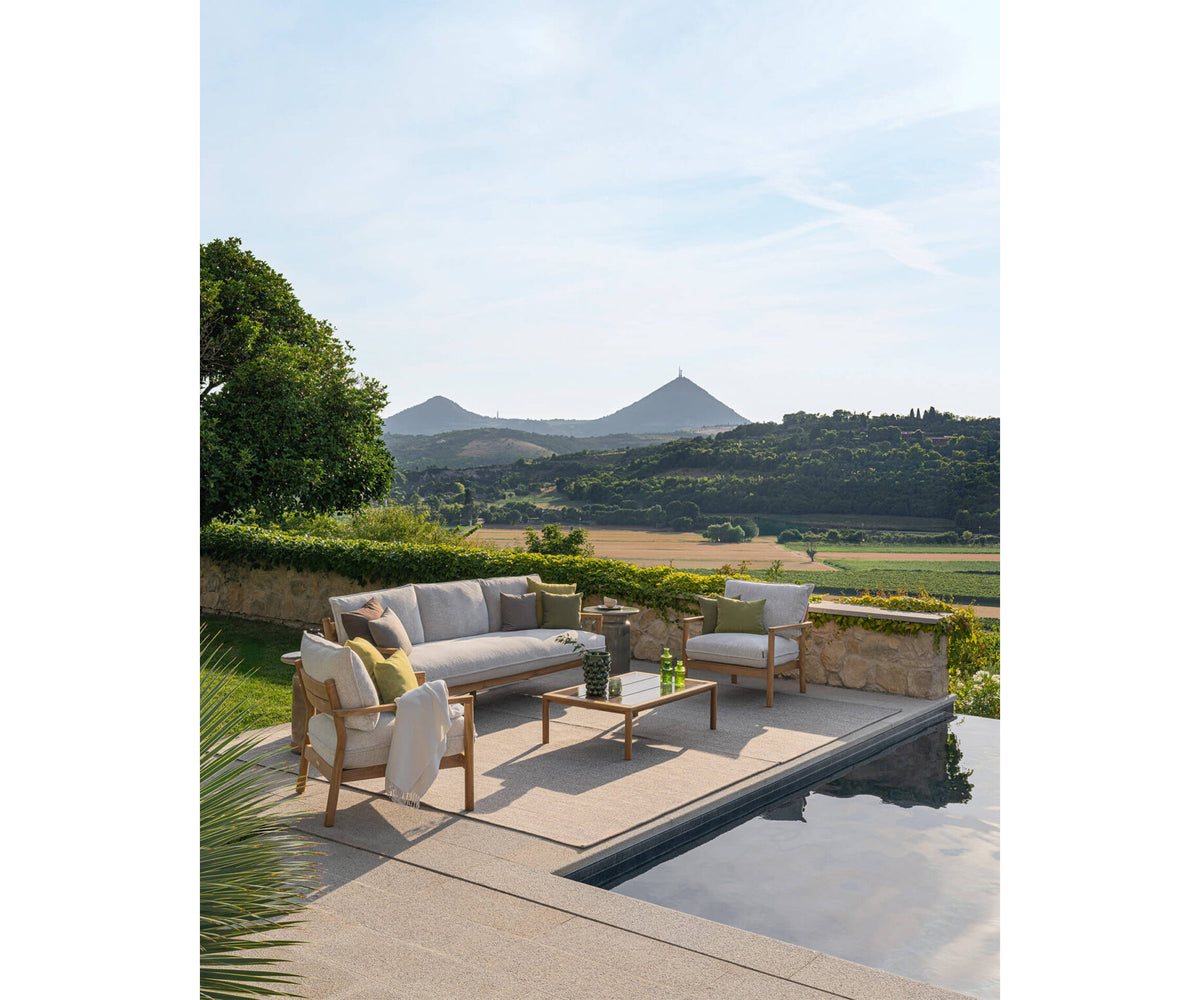 Modern Panama Outdoor Coffee Table with Lava Stone Top Casa Design Group