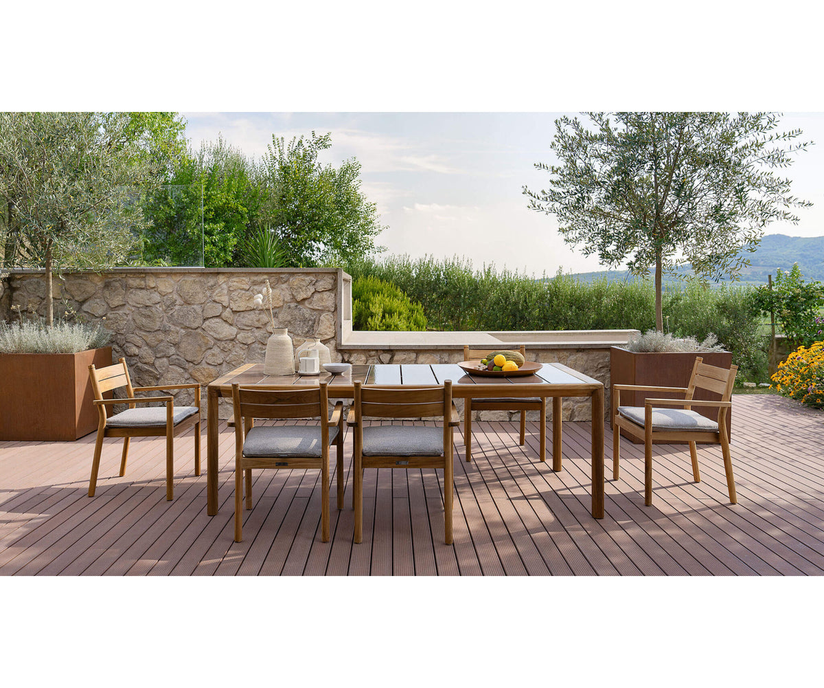 Modern Panama Outdoor Dining Table with Lava Stone Top Casa Design Group