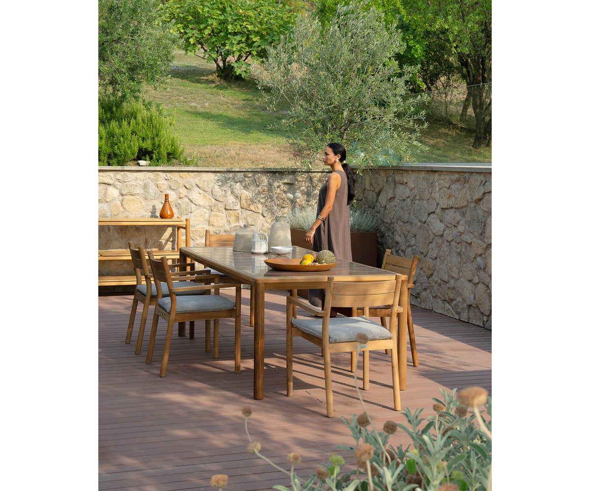 Modern Panama Outdoor Dining Table with Lava Stone Top Casa Design Group