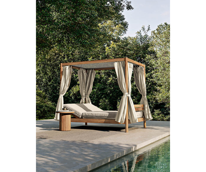 Modern Panama Outdoor Daybed with Teak Frame Casa Design Group