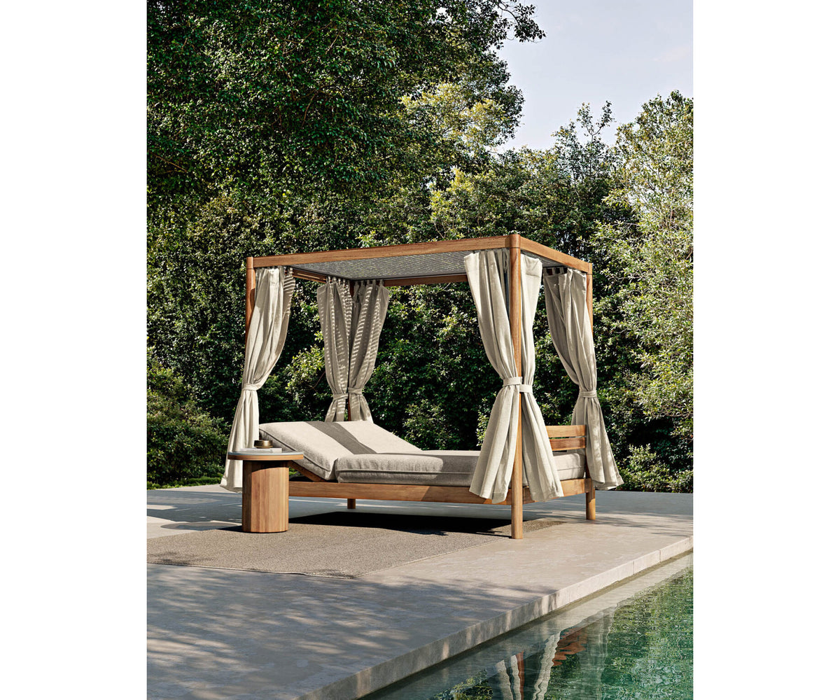Modern Panama Outdoor Daybed with Teak Frame Casa Design Group