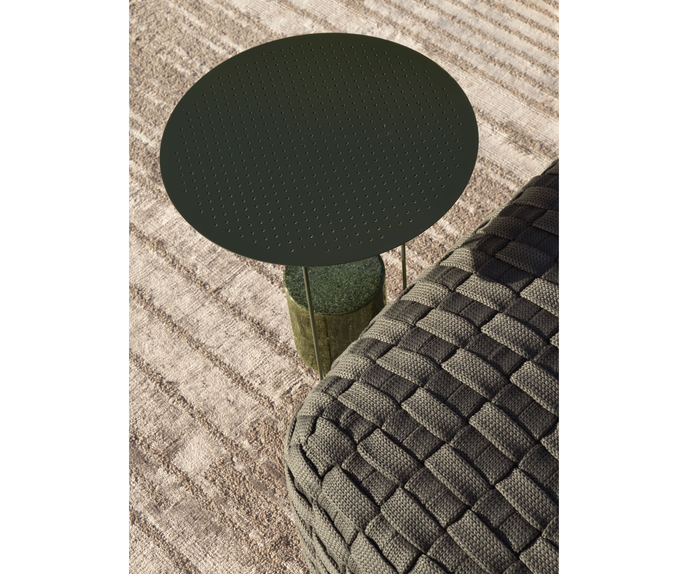 Panna Cotta outdoor table OGPT1 by Molteni&C designed by Ron Gilad with lava stone base Casa Design Group
