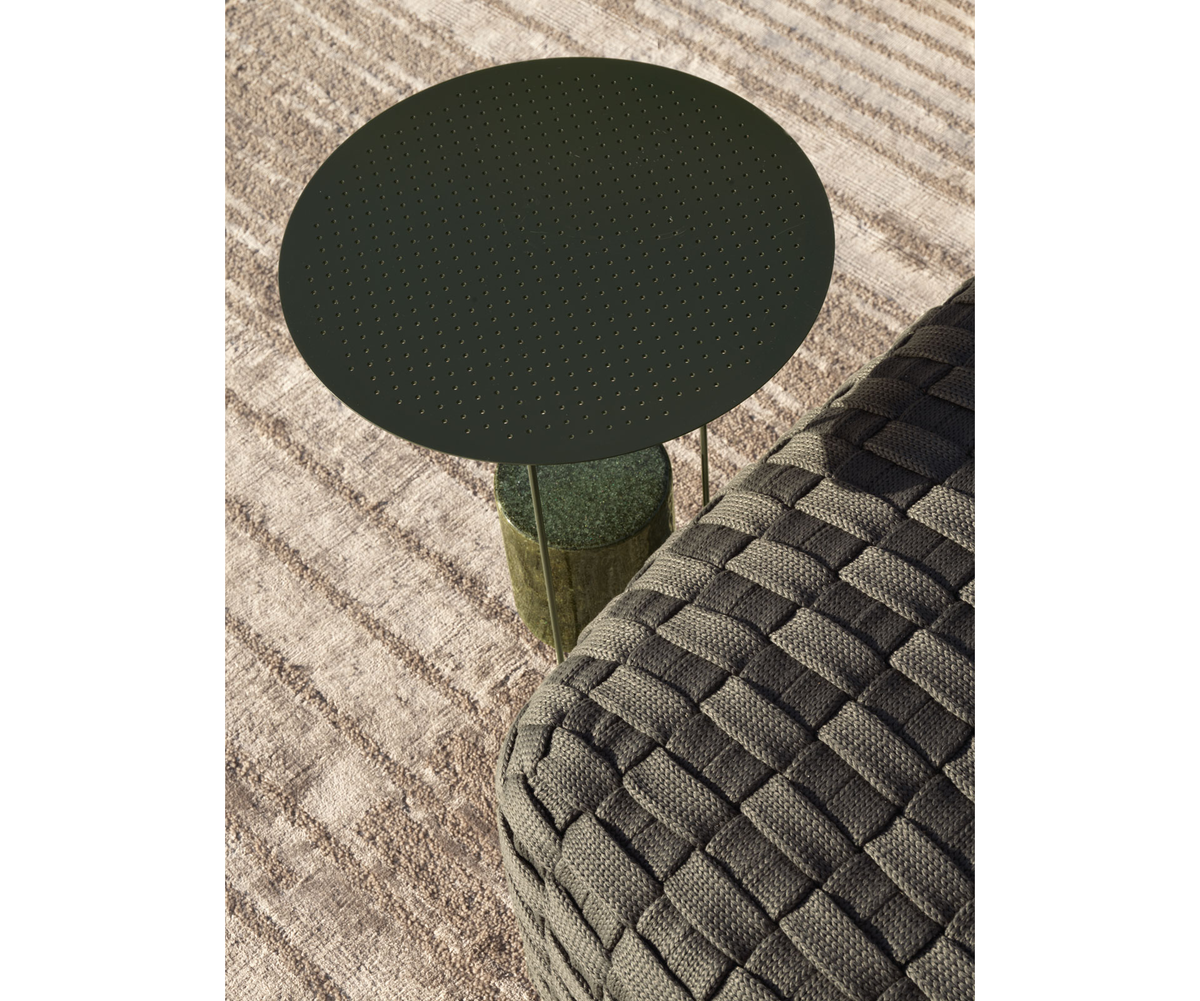 Panna Cotta outdoor table OGPT1 by Molteni&C designed by Ron Gilad with lava stone base Casa Design Group
