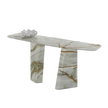 Paramount Console Table by Draenert in natural stone with sculptural monolithic base and organic tabletop design – Casa Design Group