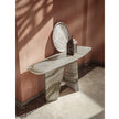 Paramount Console Table by Draenert in natural stone with sculptural monolithic base and organic tabletop design – Casa Design Group