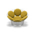 Peacock Lounge Chair by Cassina with a polished stainless steel mesh frame and seven upholstered cushions.