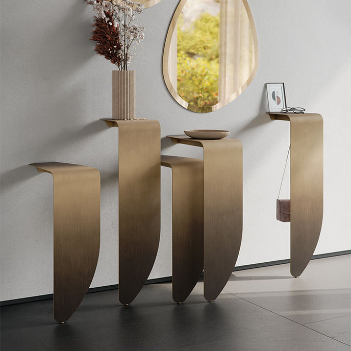 Peninsula Console with sculptural wall-mounted steel elements and distinctive metallic finishes by Cattelan Italia | Casa Design Group