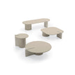 Petra coffee table by Ditre Italia with a sculptural Brutalist-inspired design and wood or marble insert.