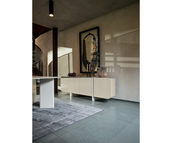 Petra coffee table by Ditre Italia with a sculptural Brutalist-inspired design and wood or marble insert.