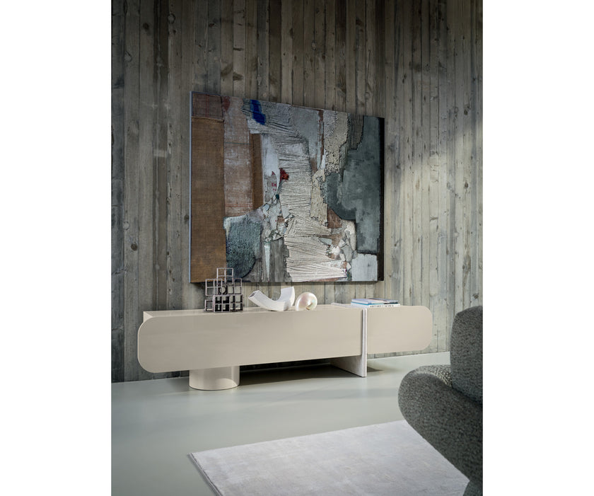 Petra coffee table by Ditre Italia with a sculptural Brutalist-inspired design and wood or marble insert.