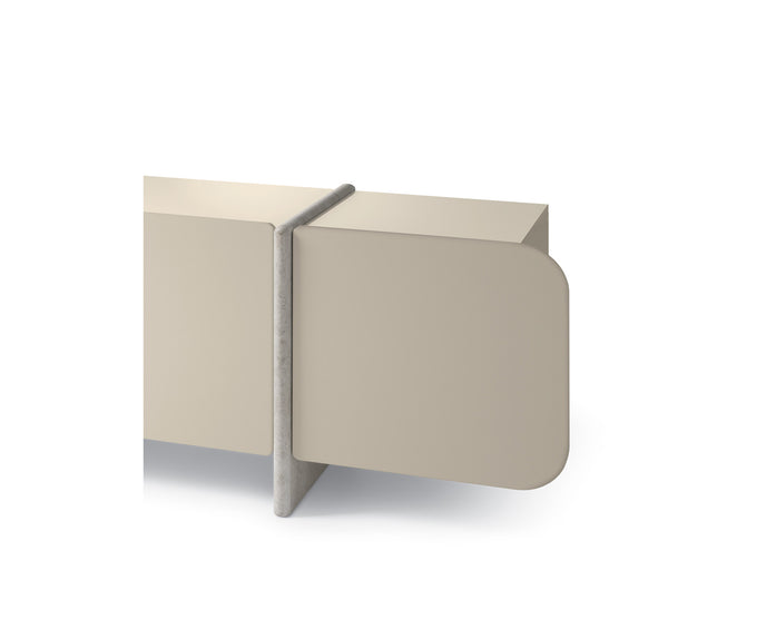 Petra coffee table by Ditre Italia with a sculptural Brutalist-inspired design and wood or marble insert.