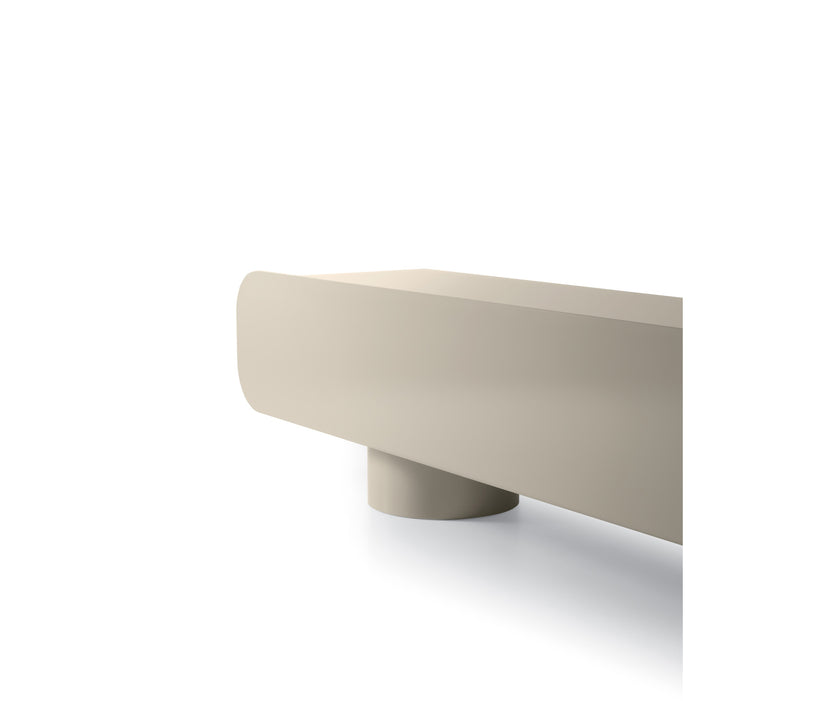 Petra coffee table by Ditre Italia with a sculptural Brutalist-inspired design and wood or marble insert.