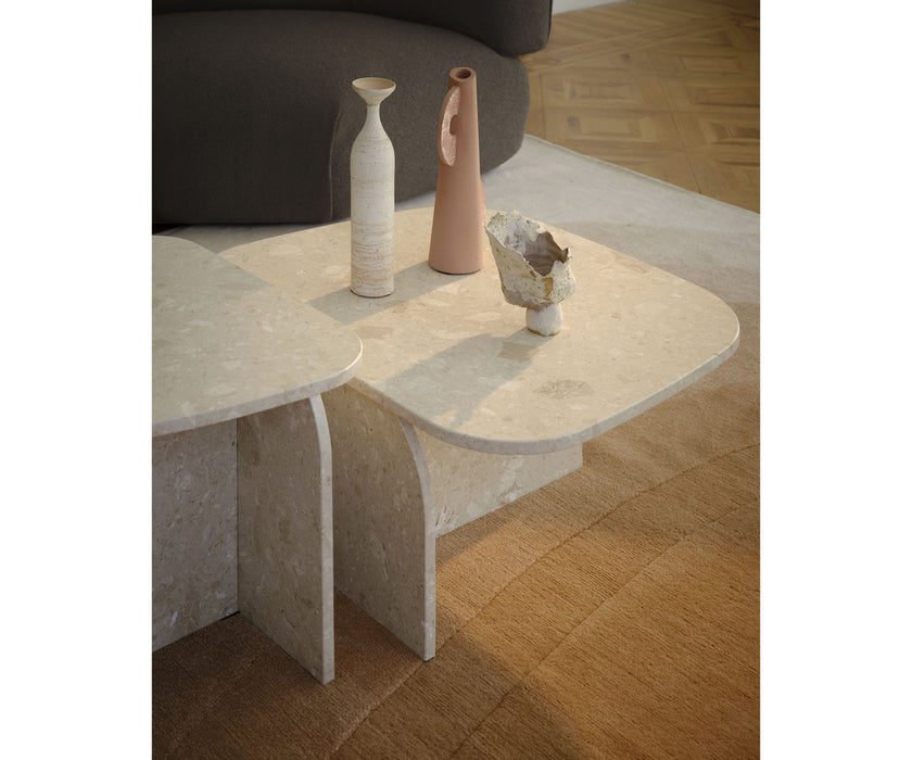 Philia Coffee Table by Saba designed by Studiopepe with a sculptural Eco-stone construction.
