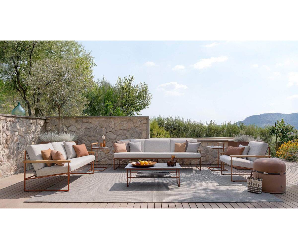 Modern Pipe Outdoor Sofa by Atmosphera with Woven Acrylic Backrest Casa Design Group