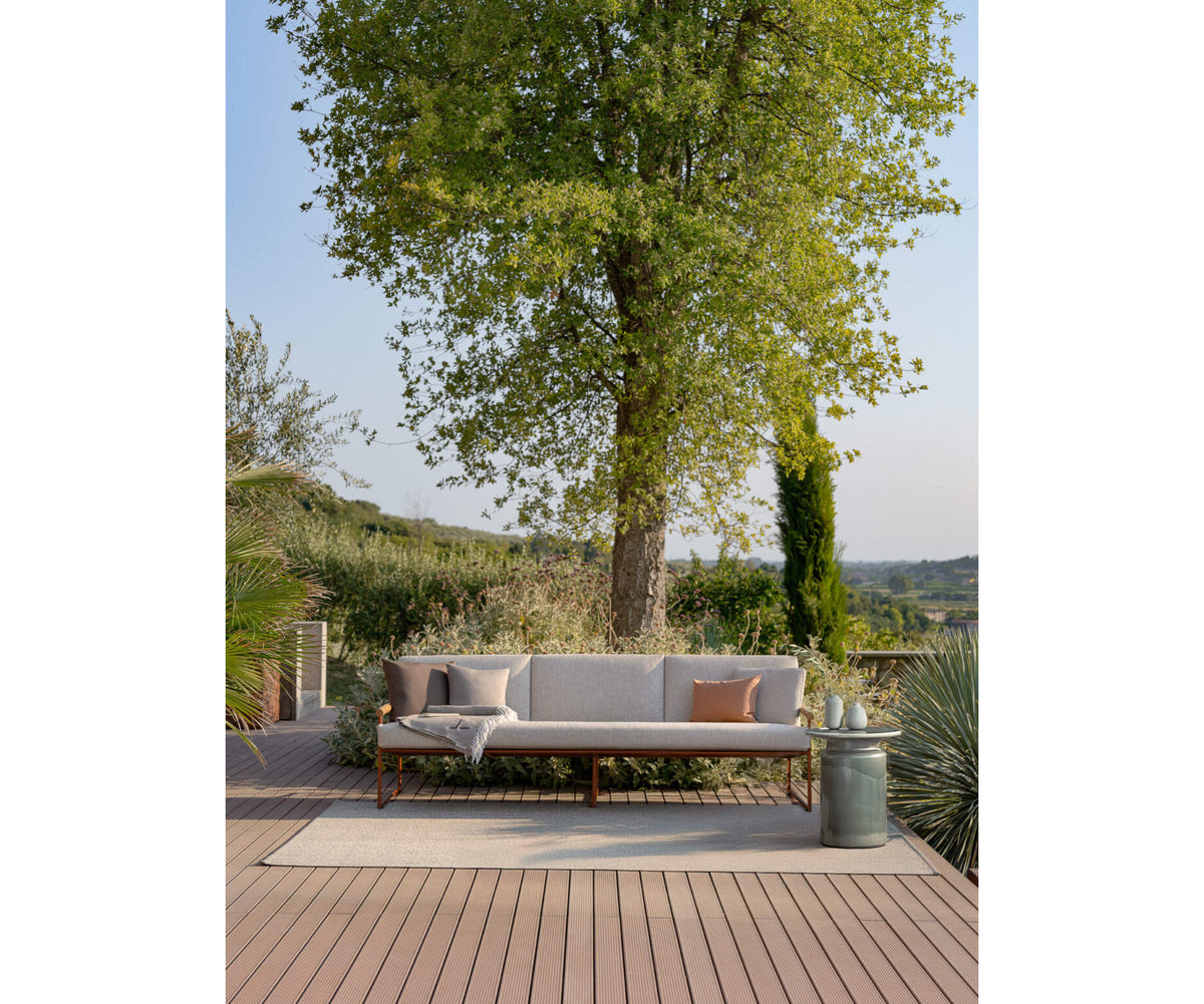 Modern Pipe Outdoor Sofa by Atmosphera with Woven Acrylic Backrest Casa Design Group