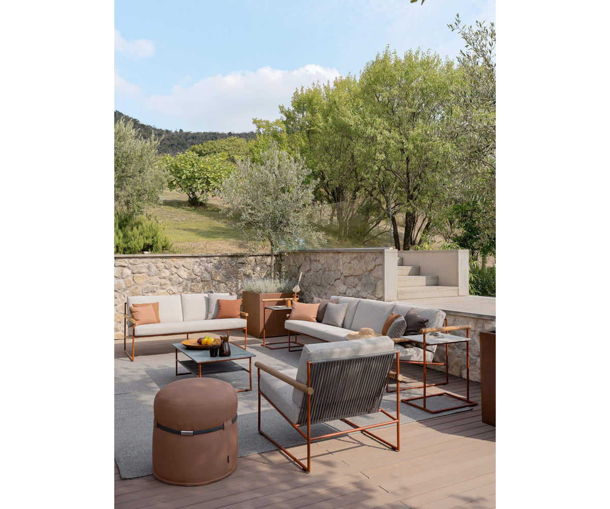 Modern Pipe Outdoor Sofa by Atmosphera with Woven Acrylic Backrest Casa Design Group