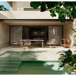 Modern Pipe Outdoor Dining Table with Gres Top Casa Design Group