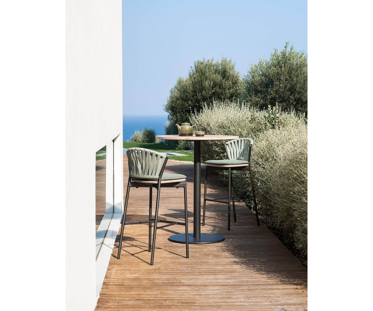 Durable and Stylish Piper 250 Outdoor Bar Stool by Roda with Teak or Resin Seat | Casa Design Group