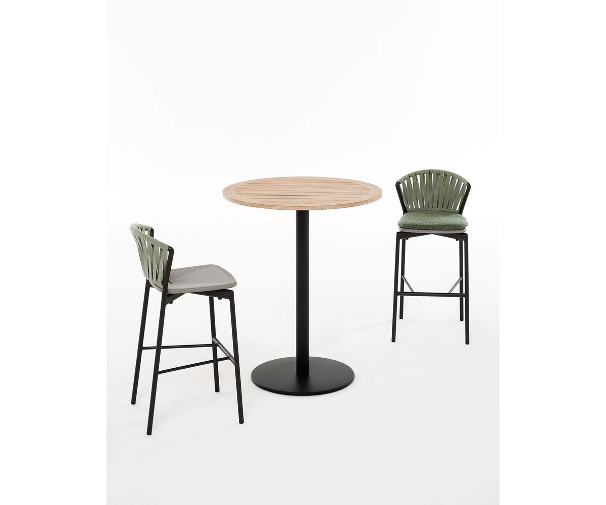 Durable and Stylish Piper 250 Outdoor Bar Stool by Roda with Teak or Resin Seat | Casa Design Group