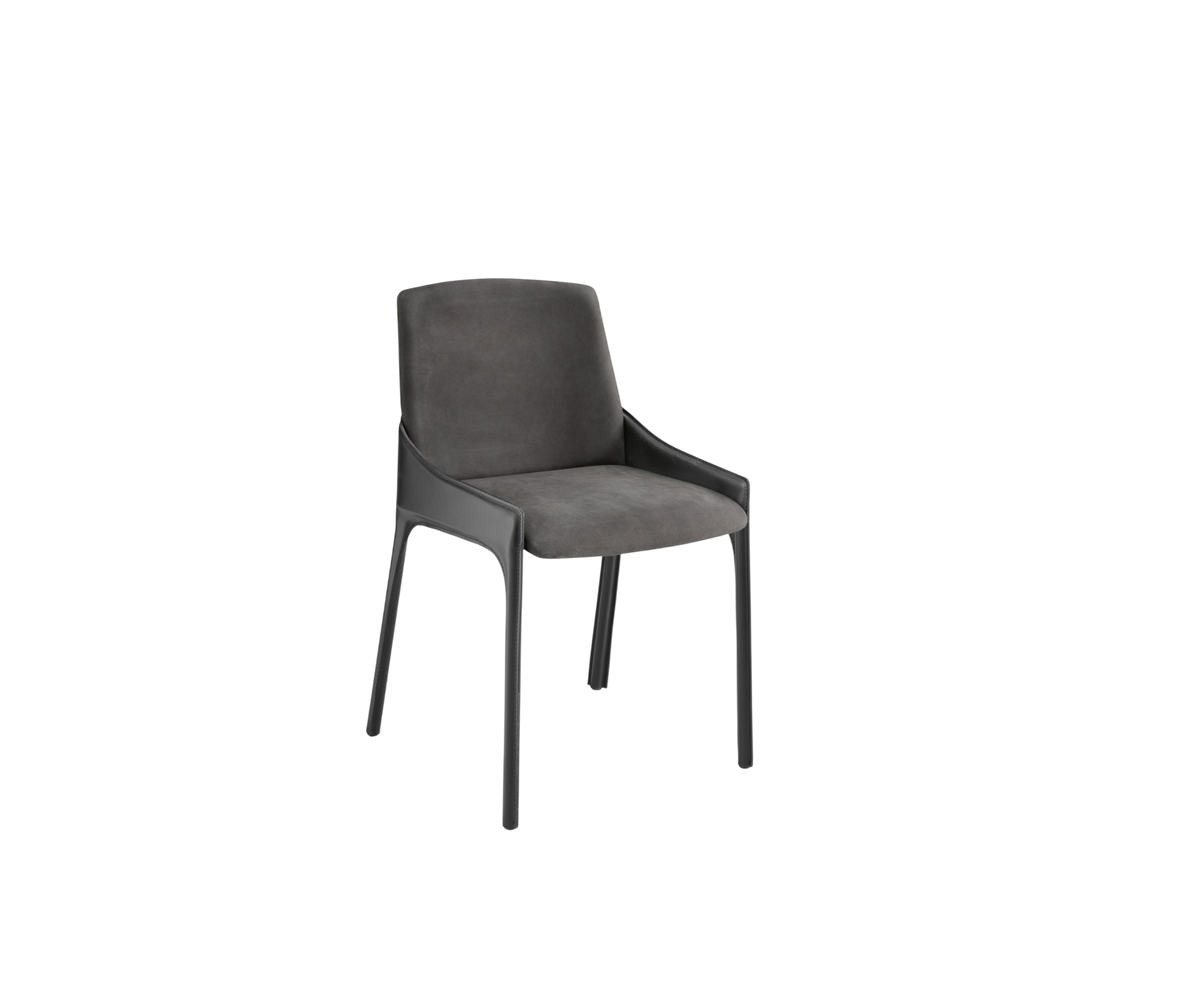 Plié dining chair by Fiam upholstered in hide leather or nubuck with metal and wood structure – Casa Design Group