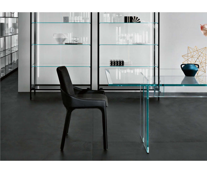 Plié dining chair by Fiam upholstered in hide leather or nubuck with metal and wood structure – Casa Design Group