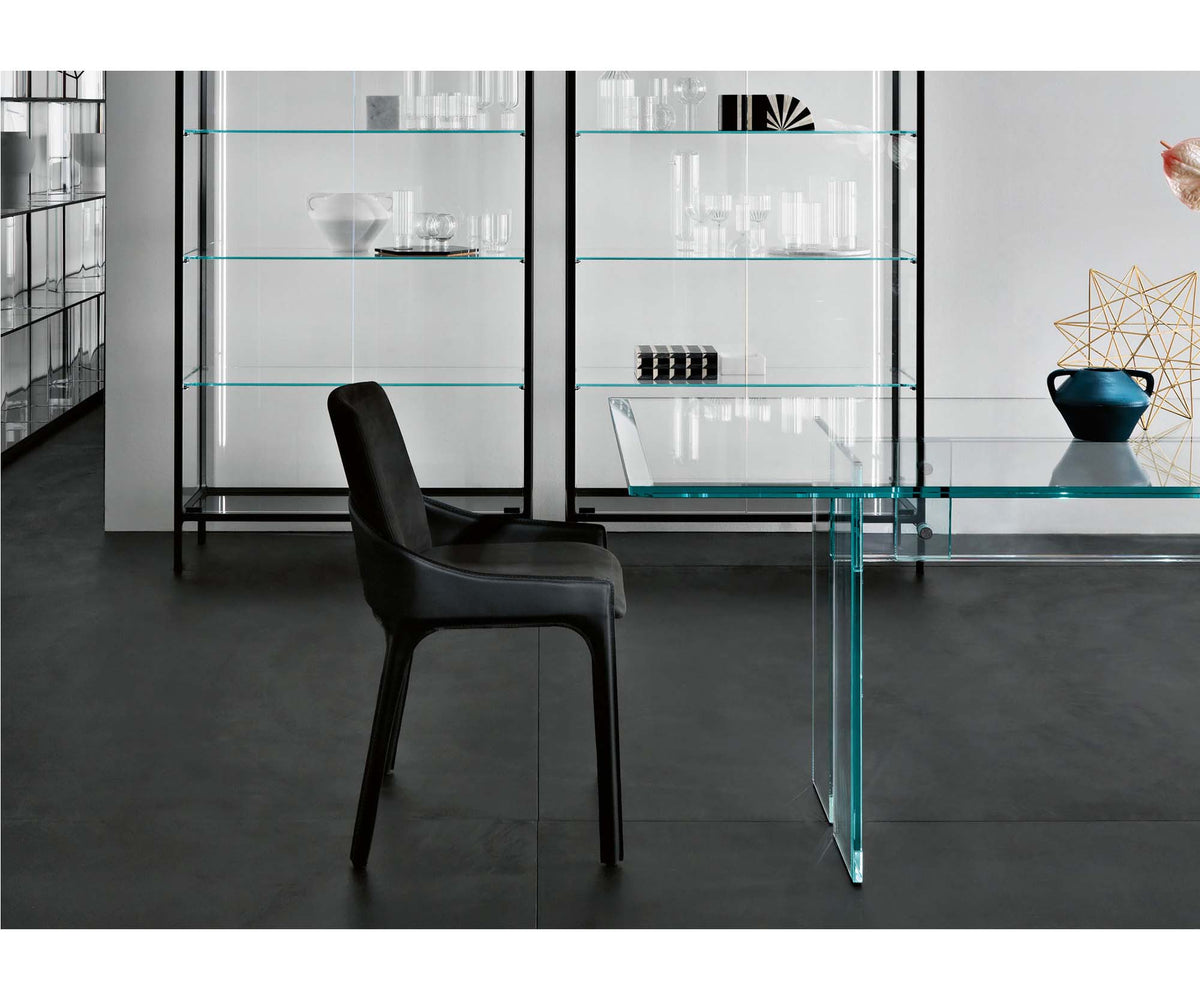 Plié dining chair by Fiam upholstered in hide leather or nubuck with metal and wood structure – Casa Design Group
