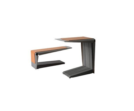Ploto C Table with Pewter Metal Frame and Leather Band by Giorgetti | Casa Design Group