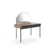 Eley luxury bedroom vanity by Porada with canaletta walnut structure, mirror, drawers and bronzoro metal base | Casa Design Group