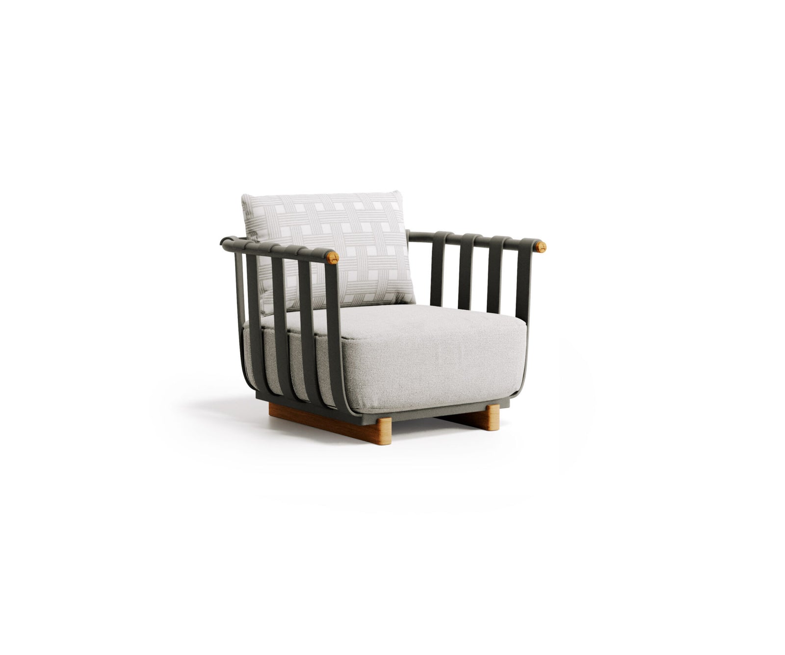 Modern Portofino Outdoor Lounge Chair in Aluminum and Teak Casa Design Group