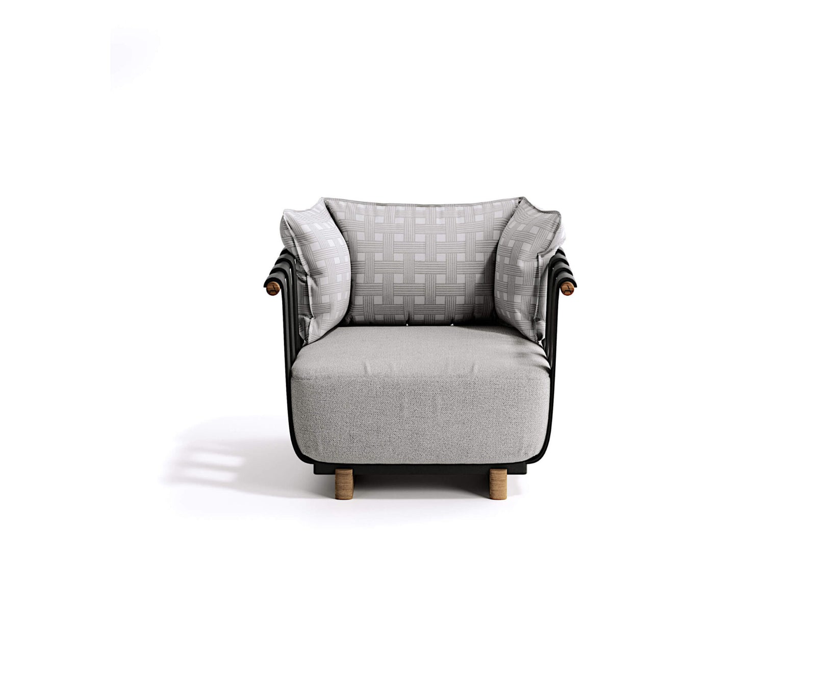 Modern Portofino Outdoor Lounge Chair in Aluminum and Teak Casa Design Group