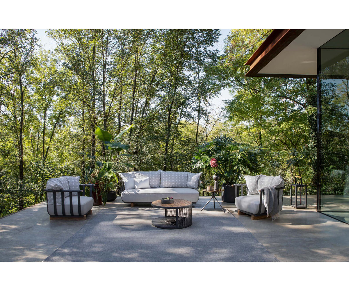 Modern Portofino Outdoor Lounge Chair in Aluminum and Teak Casa Design Group