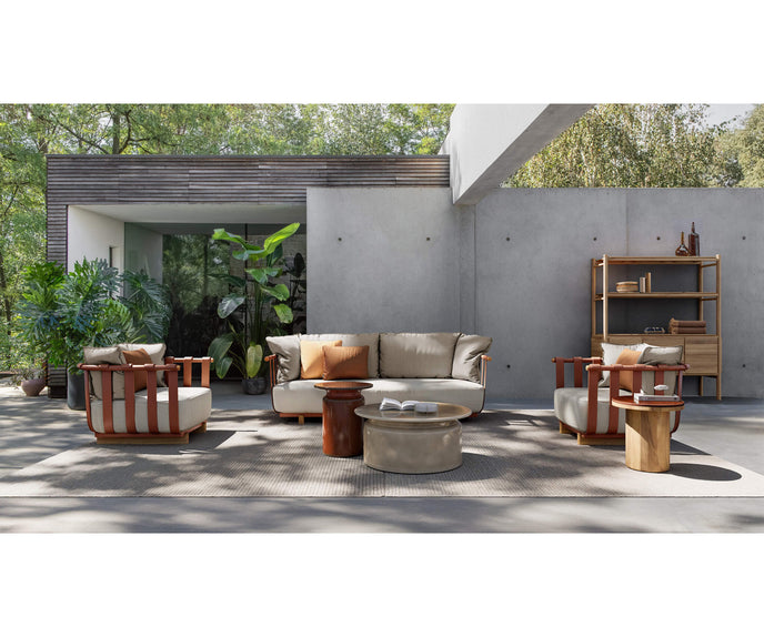 Modern Portofino Outdoor Lounge Chair in Aluminum and Teak Casa Design Group