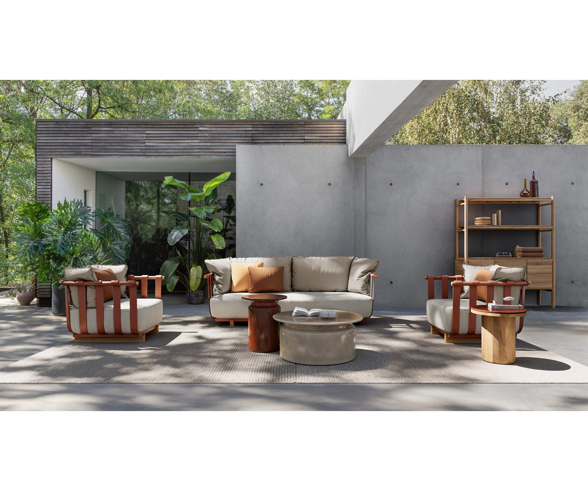 Modern Portofino Outdoor Lounge Chair in Aluminum and Teak Casa Design Group