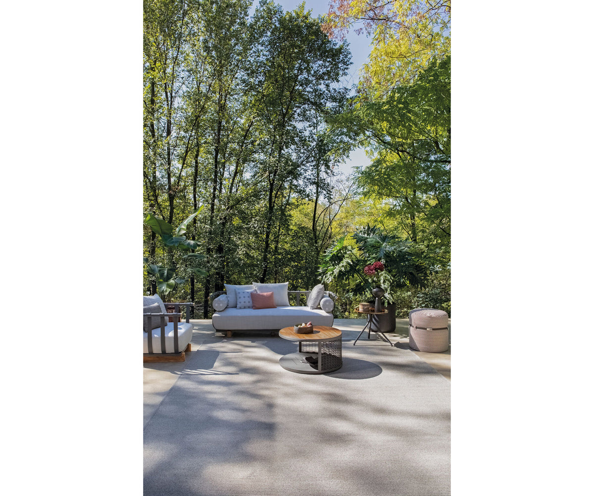 Modern Portofino Outdoor Lounge Chair in Aluminum and Teak Casa Design Group
