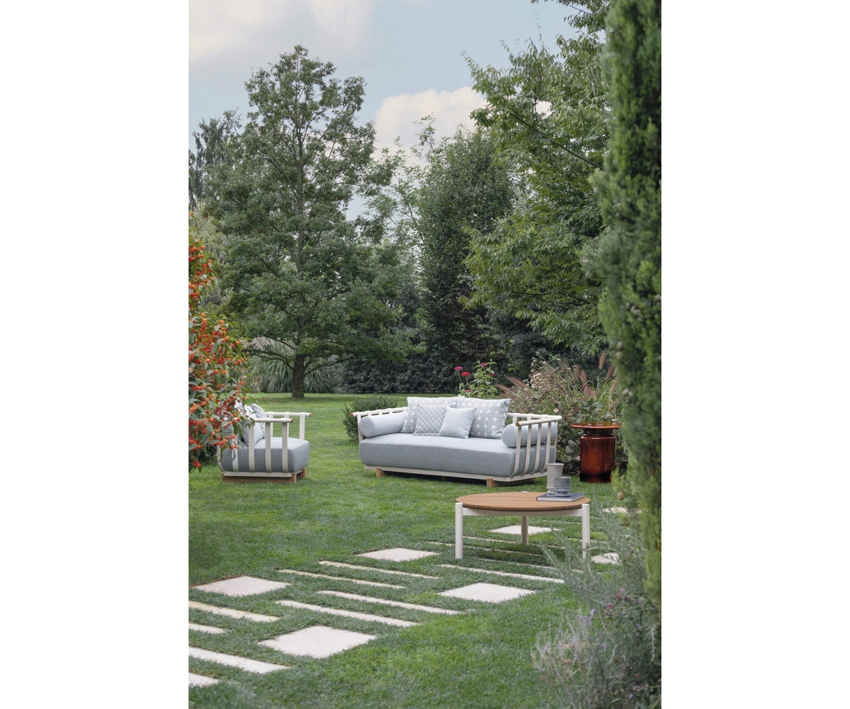 Modern Portofino Outdoor Lounge Chair in Aluminum and Teak Casa Design Group
