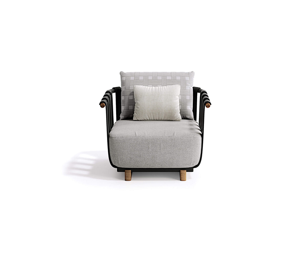 Modern Portofino Outdoor Lounge Chair in Aluminum and Teak Casa Design Group