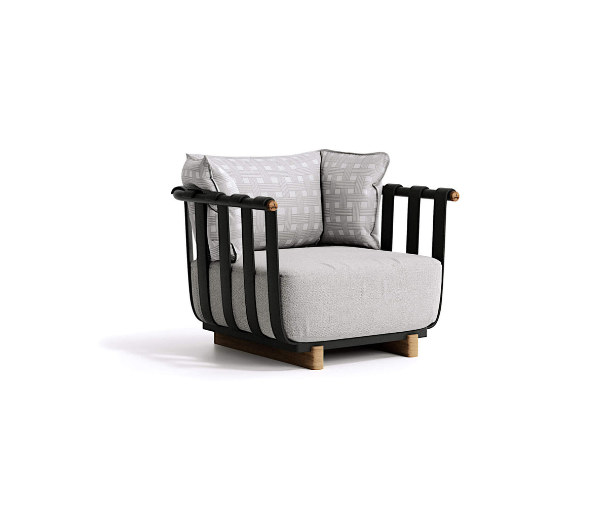 Modern Portofino Outdoor Lounge Chair in Aluminum and Teak Casa Design Group