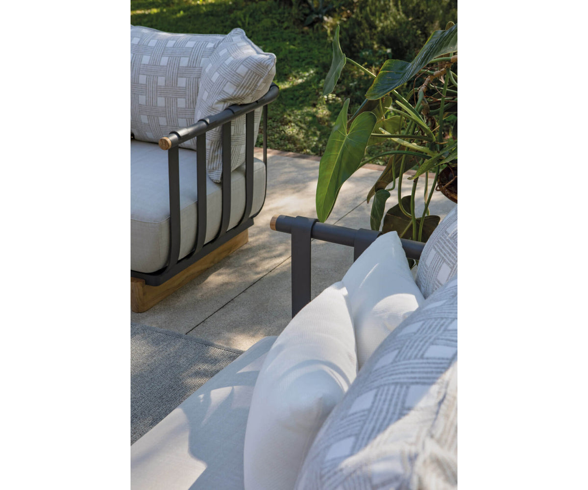 Modern Portofino Outdoor Lounge Chair in Aluminum and Teak Casa Design Group