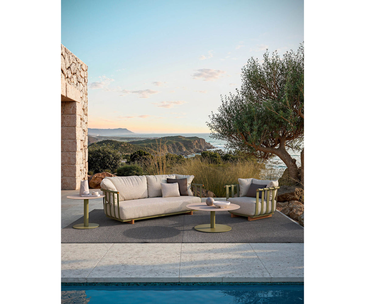 Modern Portofino Outdoor Lounge Chair in Aluminum and Teak Casa Design Group