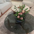 Tillow 110 floor sample coffee table by Porada with Canaletta walnut base and smoked glass top | Casa Design Group