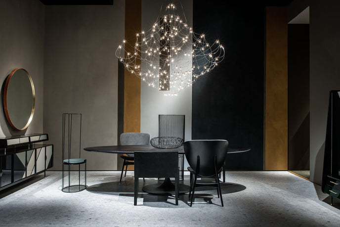 Q2 Pendant Light with Curved Nickel Structure by Baxter | Casa Design Group