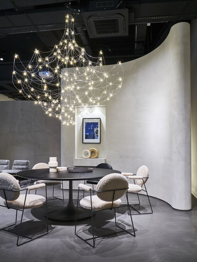 Q2 Pendant Light with Curved Nickel Structure by Baxter | Casa Design Group