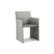 Qualina dining armchair by Enrico Pellizzoni upholstered in leather with contemporary design – Casa Design Group