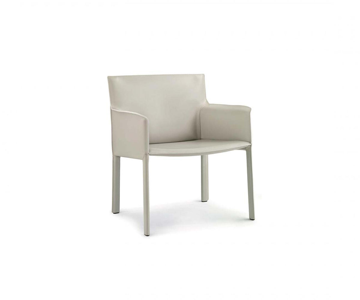 Qualina dining armchair by Enrico Pellizzoni upholstered in leather with contemporary design – Casa Design Group