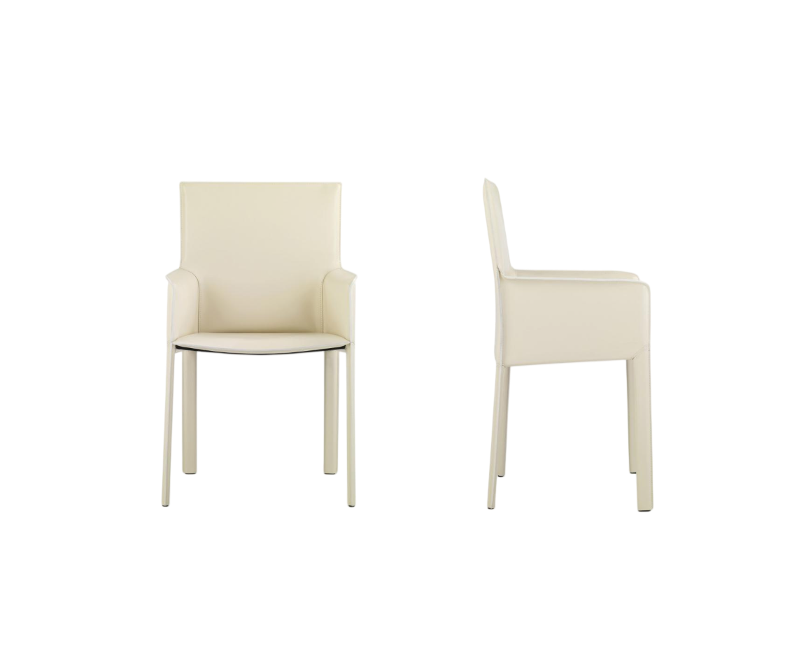 Qualina dining armchair by Enrico Pellizzoni upholstered in leather with contemporary design – Casa Design Group
