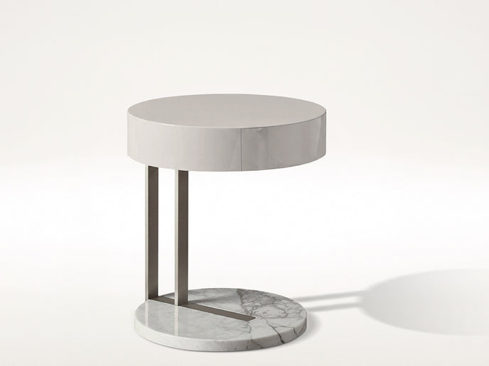 Ralf Contemporary C Table with Marble Base and Lacquered Wood Top by Meridiani | Casa Design Group