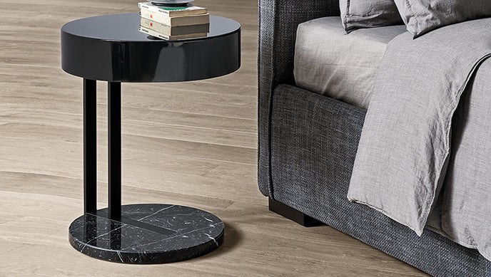 Ralf Contemporary C Table with Marble Base and Lacquered Wood Top by Meridiani | Casa Design Group