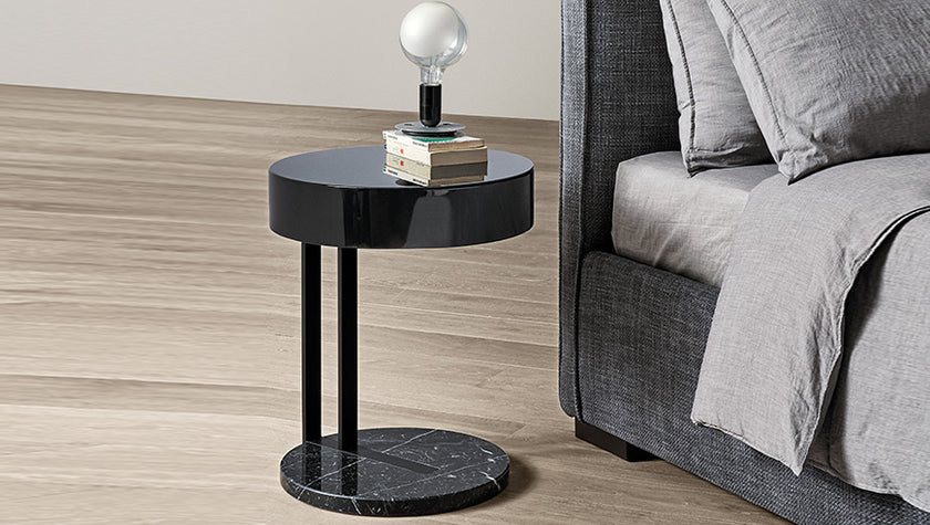 Ralf Contemporary C Table with Marble Base and Lacquered Wood Top by Meridiani | Casa Design Group