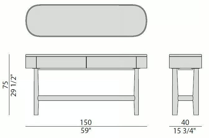 High End Rami Back Sofa Console by Porada Casa Design Group